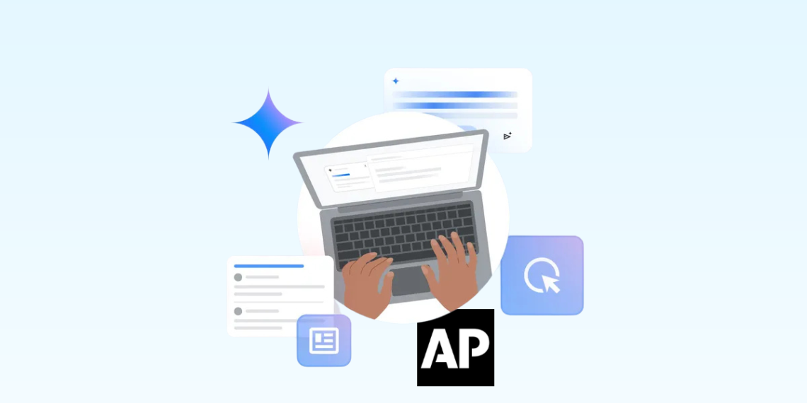 صورة توضيحية لتعاون Google ووكالة Associated Press لتحسين تطبيق Gemini - مصدر الصورة: جوجل.