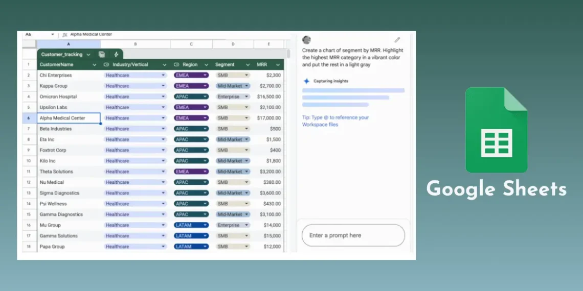 صورة توضيحية لميزة تحليل البيانات في Google Sheets باستخدام Gemini