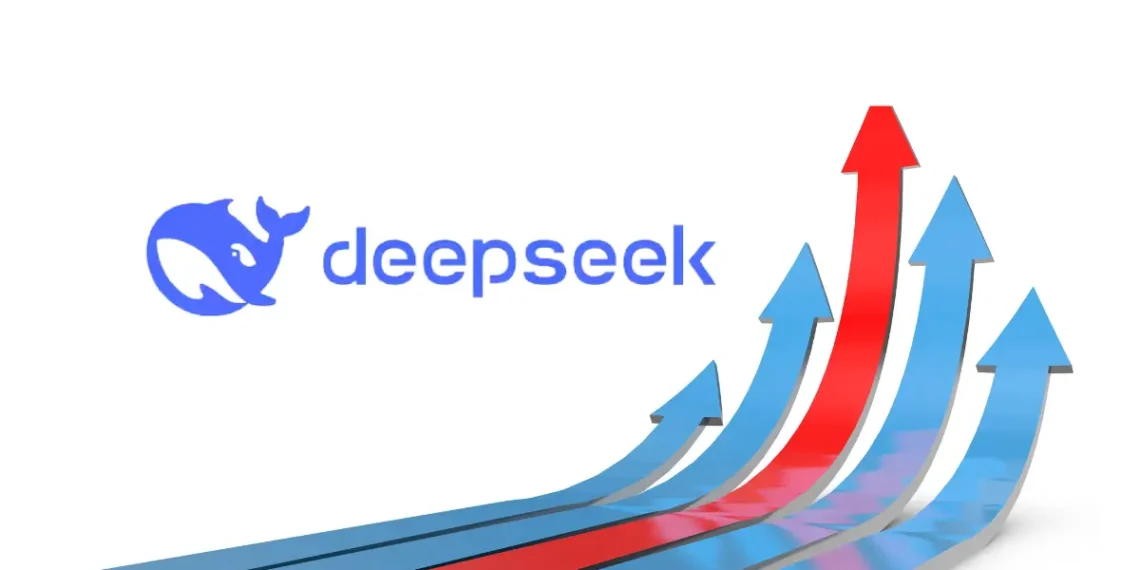 صورة تعبيرية عن تأثير صعود DeepSeek على سوق الذكاء الاصطناعي، مع تراجع أسهم إنفيديا وقلق الشركات الأمريكية من المنافسة الصينية.
