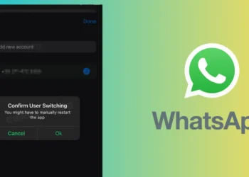 لقطة شاشة توضح واجهة إدارة الحسابات المتعددة في تطبيق واتساب.