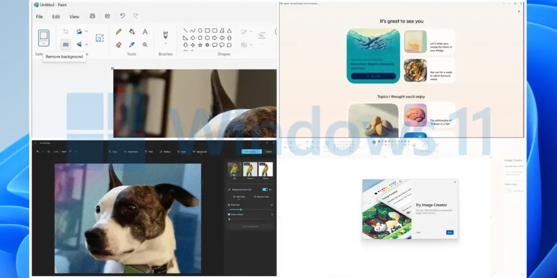 صورة توضح أدوات الذكاء الاصطناعي في Windows 11.