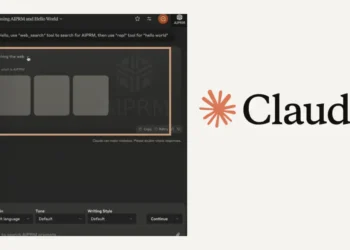 رسم توضيحي لمساعد الذكاء الاصطناعي Claude AI أثناء البحث في الإنترنت