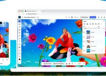 واجهة تطبيق فوتوشوب الجديد على الهاتف تعرض أدوات تحرير الصور والذكاء الاصطناعي