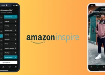 لقطة شاشة من ميزة Inspire داخل تطبيق أمازون تعرض محتوى فيديو ترويجي لمنتجات مختلفة.