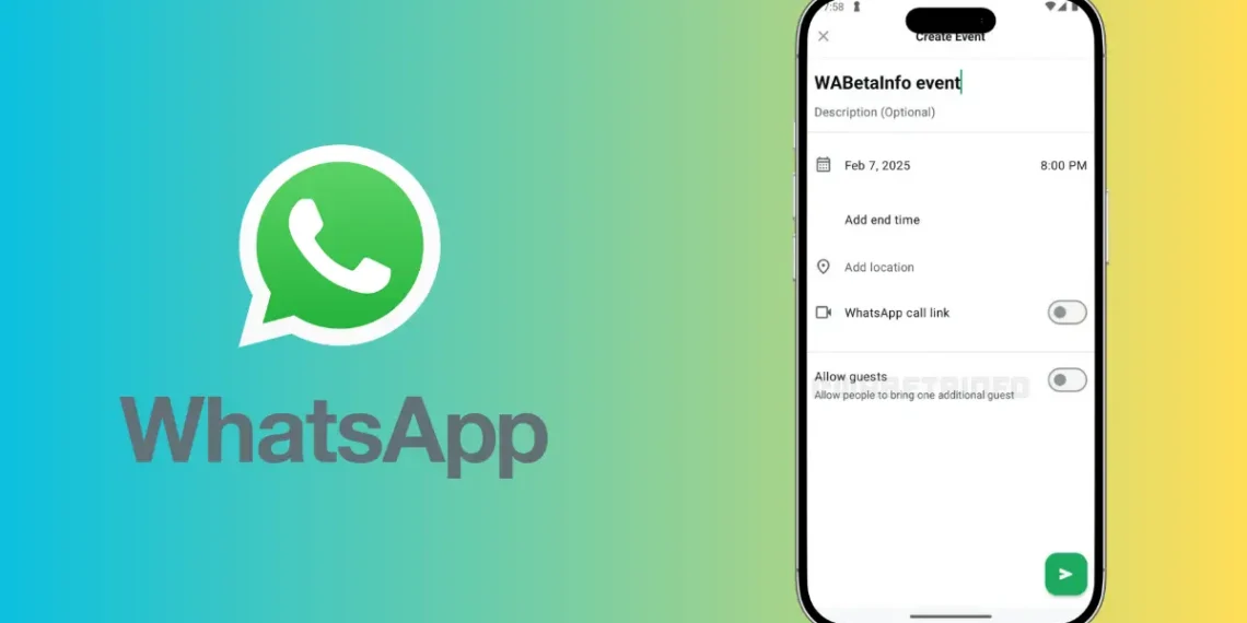 صورة توضح كيفية إضافة الضيوف في فعاليات واتساب الجديدة داخل الدردشات الفردية.