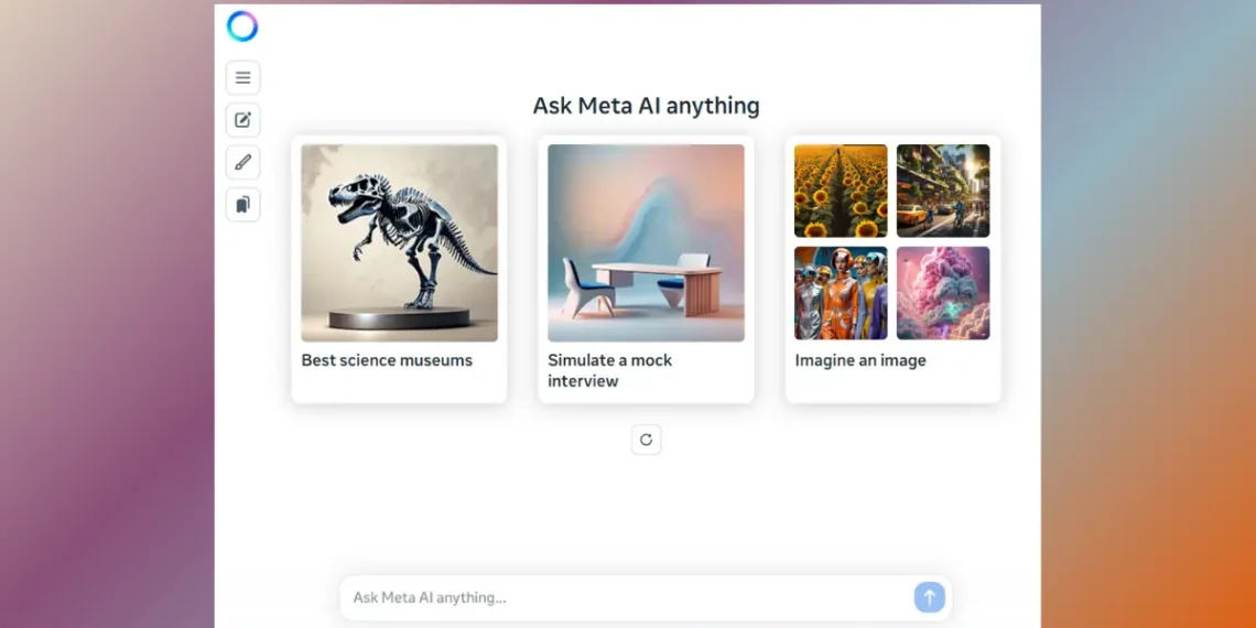 واجهة Meta AI تعرض دعم اللغة العربية، مع أمثلة على الميزات الجديدة المتاحة للمستخدمين في الشرق الأوسط وشمال إفريقيا.