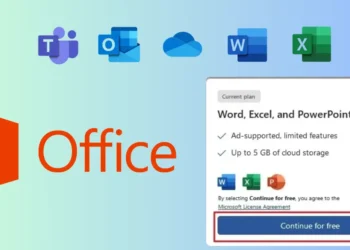 صورة توضح إصدار Microsoft Office المجاني مع الإعلانات الجانبية