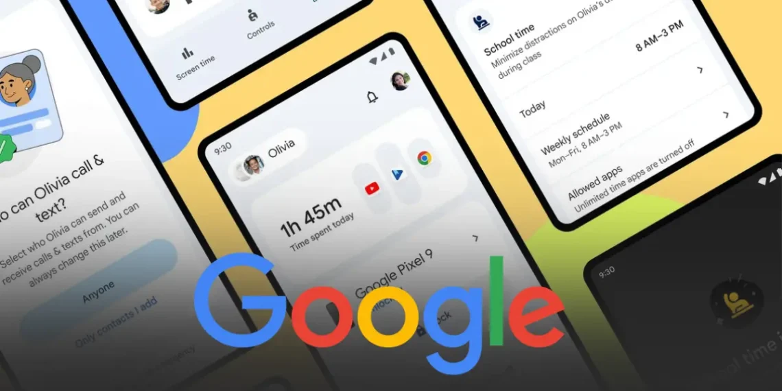 صورة توضح أدوات التحكم في تطبيق Google Family Link مع خيارات الرقابة الأبوية من جوجل