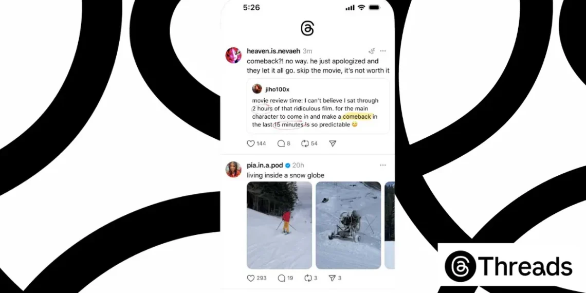 صورة توضيحية لميزة تبويب الوسائط في Threads