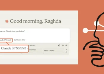 صورة توضيحية لنموذج الذكاء الاصطناعي Claude 3.7 Sonnet من أنثروبيك، مع إبراز تقنيات التفكير الهجين وأدائه في تطوير البرمجيات.