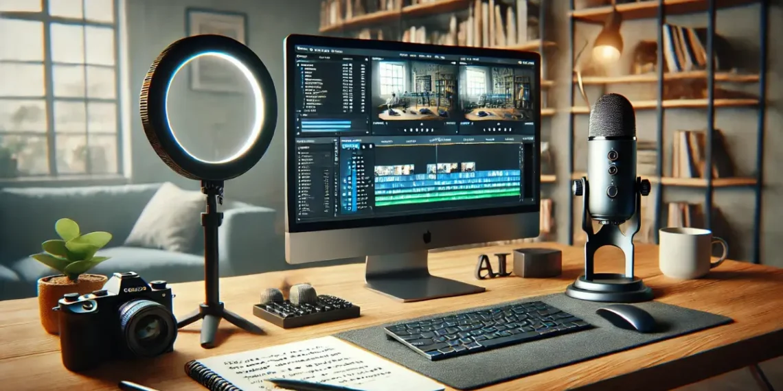 صورة تعبيرية لإنشاء محتوى بالذكاء الاصطناعي بدون الظهور أمام الكاميرا.