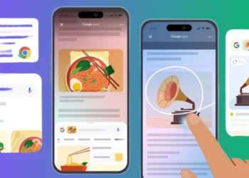 صورة توضح استخدام Google Lens في البحث البصري على هاتف آيفون.