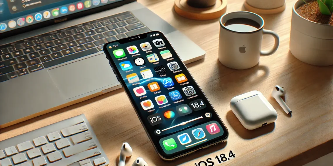 صورة توضيحية لتحديث iOS 18.4 تعرض أبرز الميزات الجديدة.