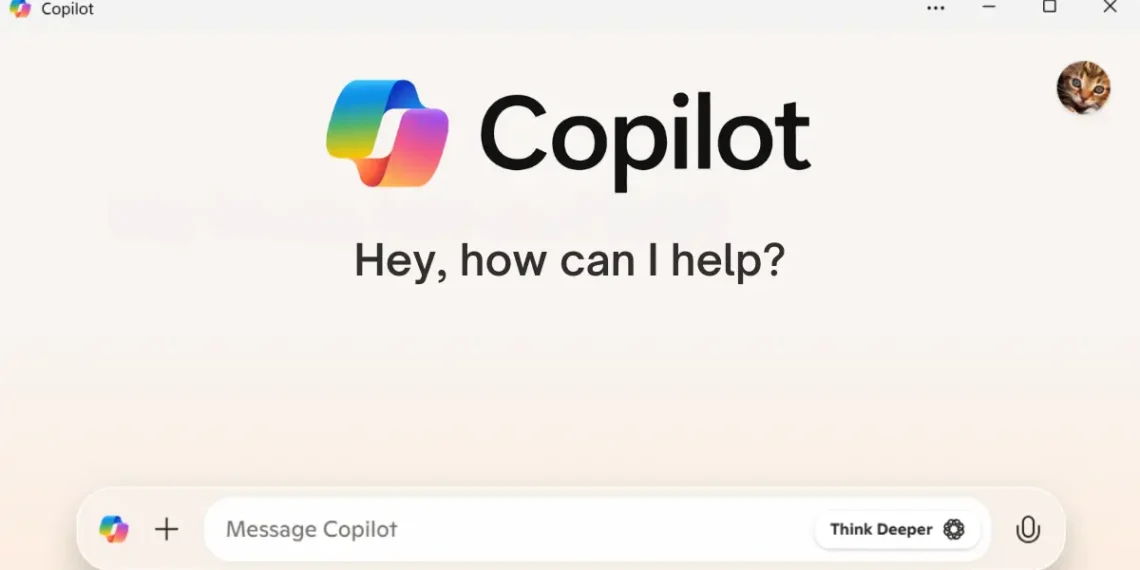 واجهة مساعد Copilot تعرض زر ميزة "Think Deeper" التى تعتمد على نموذج O1 من OpenAI