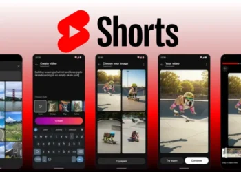 واجهة يوتيوب Shorts تعرض ميزة Veo 2 لإنشاء فيديوهات بالذكاء الاصطناعي، مع خيارات لتعديل الخلفيات وإضافة تأثيرات بصرية.