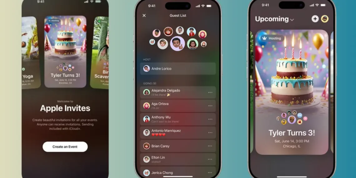 واجهة تطبيق Apple Invites على iPhone
