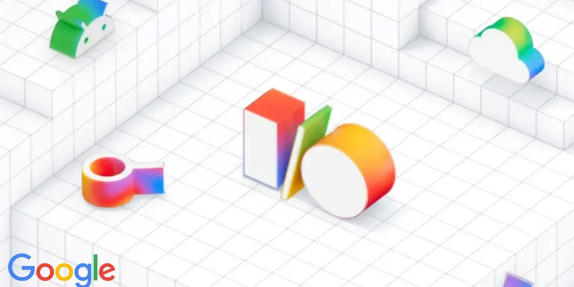 صورة تعبيرية لمؤتمر Google I/O 2025 مع عرض شعار جوجل