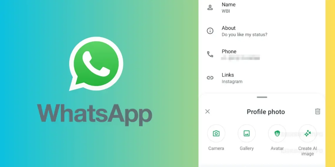 صورة توضح ميزة إنشاء صور الملف الشخصي باستخدام الذكاء الاصطناعي في واتساب عبر "Meta AI".