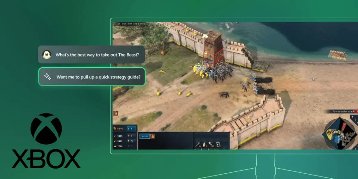 صورة توضح واجهة تطبيق Xbox Copilot أثناء تقديم المساعدة للاعبين في ألعاب مختلفة مثل Minecraft وOverwatch 2.