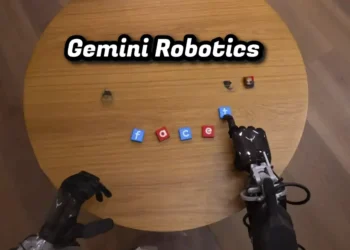 صورة توضح روبوتات جوجل ديب مايند وهي تنفذ مهام فيزيائية دقيقة باستخدام نماذج الذكاء الاصطناعي المتقدمة.