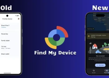 صورة توضح تحديث Find My Device على أندرويد مع عرض خريطة تظهر مواقع الأجهزة والأشخاص.