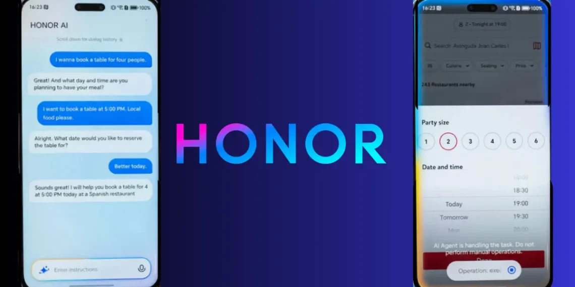 صورة توضح واجهة وكيل الذكاء الاصطناعي من Honor