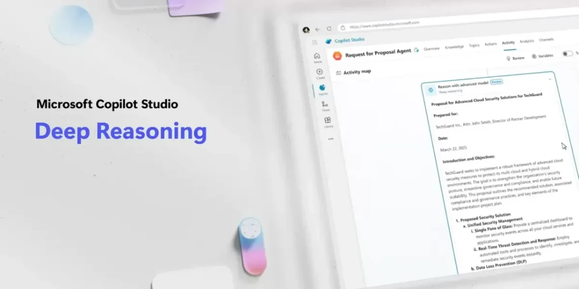صورة توضح الأدوات الجديدة في Copilot Studio مثل التفكير العميق - مصدر الصورة: Youtube