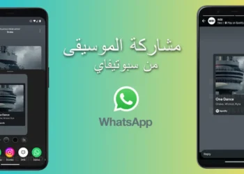 مشاركة الموسيقى من سبوتيفاي في تحديث حالة واتساب مع معاينة الأغنية واسم الفنان.