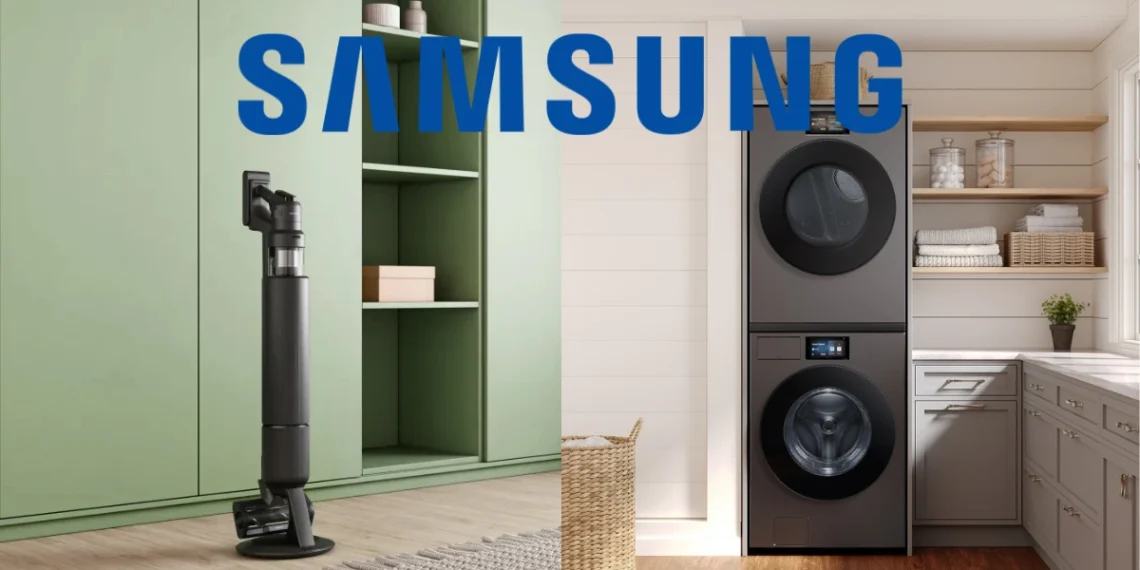 غسالة ومجفف ومكنسة سامسونج الجديدان بشاشة AI Home تفاعلية وتقنيات ذكاء اصطناعي متطورة لتحسين تجربة الغسيل