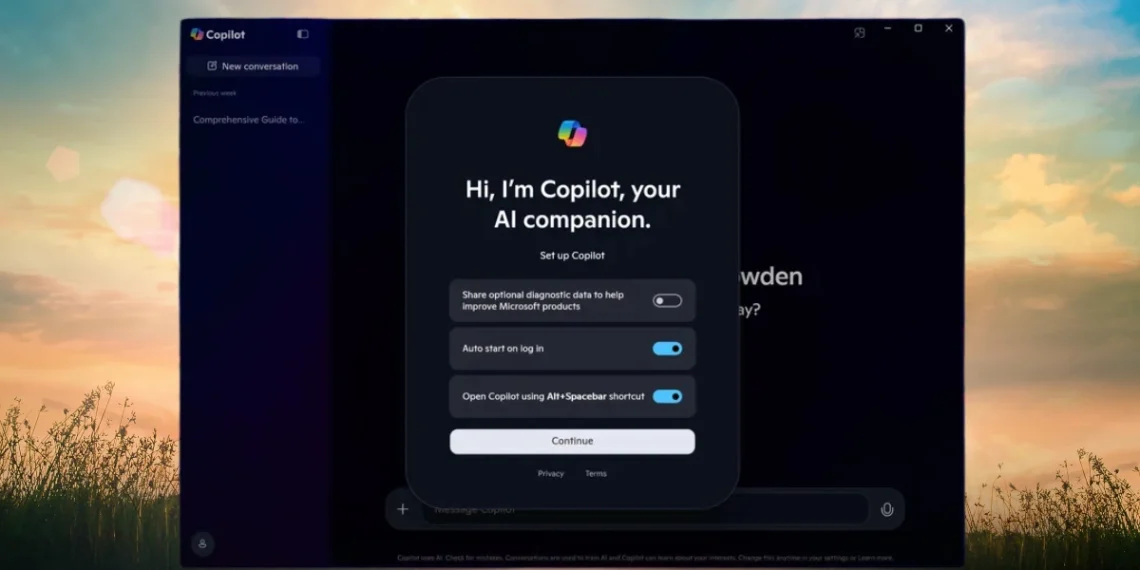 صورة توضح واجهة تطبيق Copilot الجديدة على ويندوز 11
