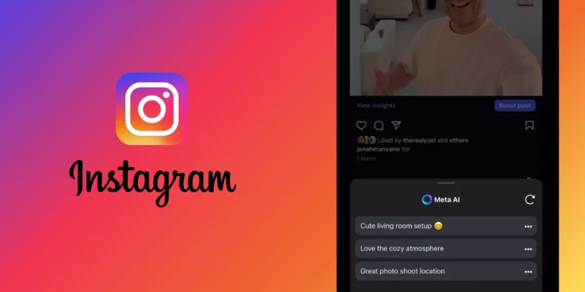 صورة توضح ميزة إنستجرام الجديدة - التعليقات المولدة بالذكاء الاصطناعي