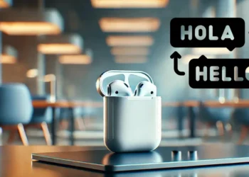 صورة توضيحية لميزة الترجمة الفورية في سماعات AirPods من آبل مع واجهة مستخدم iOS 19.