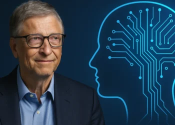 صورة توضح تأثير الذكاء الاصطناعي على المستقبل، مع التركيز على المجالات التي سيتغير فيها العمل والتعليم.