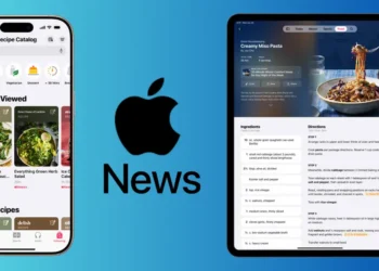 واجهة تطبيق Apple News Plus على آيفون تعرض قسم الطعام مع كتالوج الوصفات