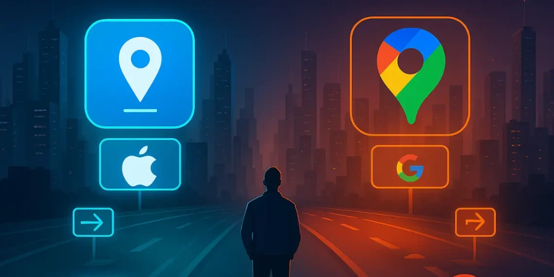 صورة توضح منافسة خرائط آبل لخرائط جوجل