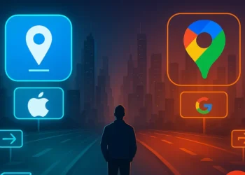 صورة توضح منافسة خرائط آبل لخرائط جوجل