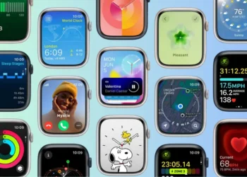 صورة توضيحية لساعات آبل Apple Watch تعرض واجهة جديدة بتصميم عصري في تحديث watchOS 12