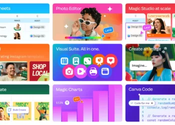 واجهة Canva Visual Suite 2.0 تعرض أدوات التصميم الجديدة مثل الجداول، العروض، وتوليد الصور بالذكاء الاصطناعي في شاشة واحدة - مصدر الصورة: كانفا