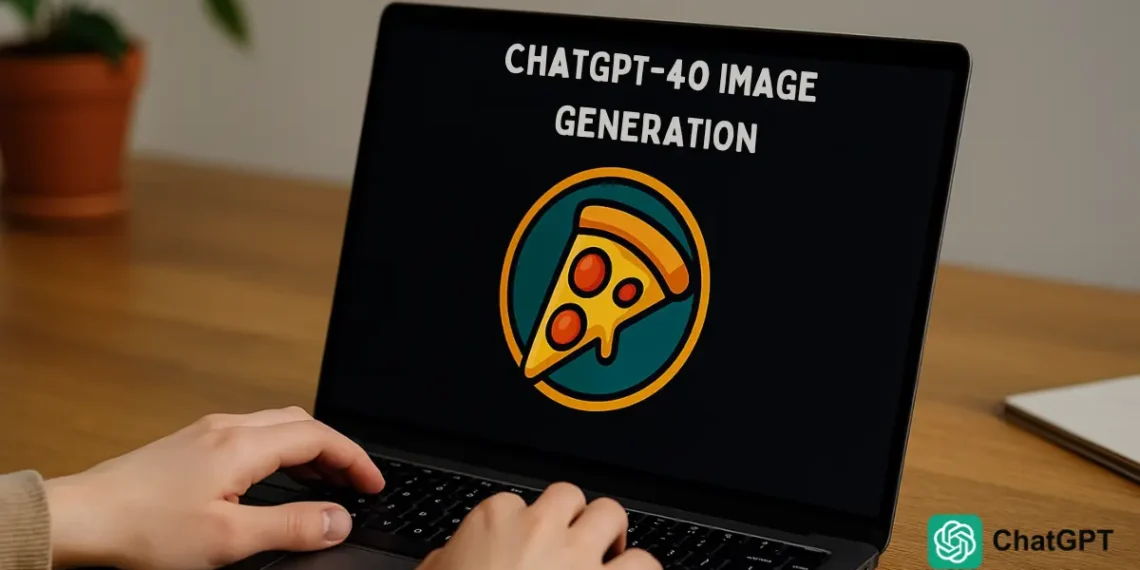 صورة توضح استخدام توليد الصور بواسطة ChatGPT-4o في تصميم الشعارات والأعمال التجارية.