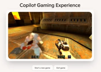 لقطة شاشة توضح تجربة اللعب في نسخة Quake II المدعومة بالذكاء الاصطناعي من مايكروسوفت عبر المتصفح