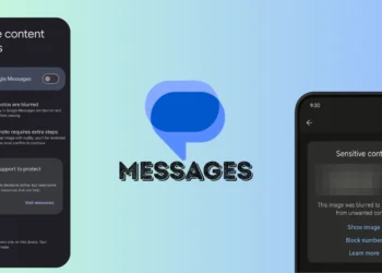 واجهة تطبيق رسائل جوجل توضح ميزة تحذير المحتوى الحساس وتعتيم الصور غير اللائقة تلقائيًا