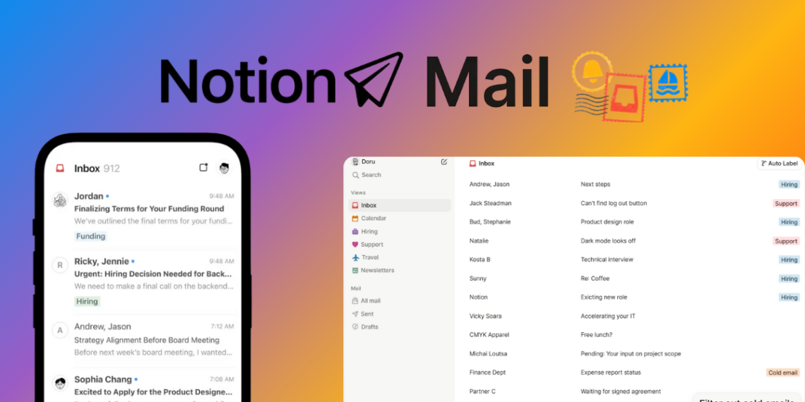 واجهة خدمة Notion Mail تعرض أدوات تنظيم البريد والذكاء الاصطناعي مع تكاملات Notion لزيادة الإنتاجية