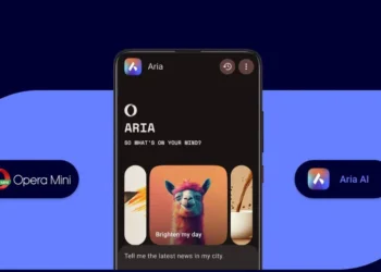 واجهة متصفح Opera Mini على هاتف أندرويد تعرض مساعد Aria الذكي - مصدر الصورة: أوبرا