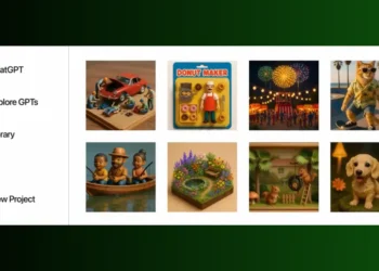 واجهة ChatGPT تظهر مكتبة الصور الجديدة مع مجموعة من الصور المُولدة بالذكاء الاصطناعي داخل التطبيق