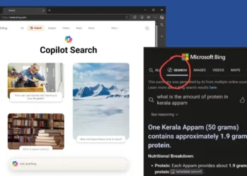 لقطة شاشة تعرض واجهة Copilot Search الجديدة في محرك بحث Bing