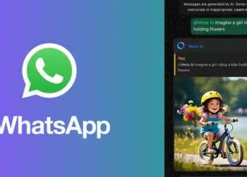 صورة توضيحية تظهر كيفية إنشاء صور باستخدام Meta AI في دردشات واتساب عبر أندرويد و iOS.