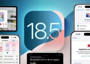 واجهة iPhone تعرض إعدادات البريد وخيارات AppleCare الجديدة في تحديث iOS 18.5 التجريبي