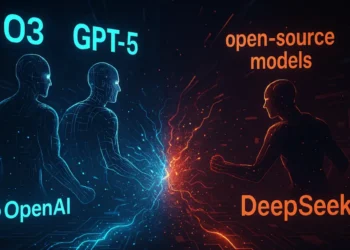 صورة تعبيرية تُظهر نموذج GPT-5 ونموذج o3 من OpenAI في سباق مع Deepseek