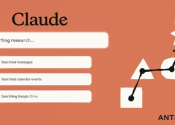 صورة توضح بداية عملية بحث أداة Claude الجديدة من أنثروبيك، مع عرض خطوات البحث في رسائل Gmail، التقويم، وGoogle Drive