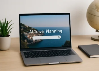 صورة توضح أدوات الذكاء الاصطناعي في السفر مثل Google Gemini وOpenAI Operator ضمن تجربة حجز ذكية ومخصصة للمستخدمين